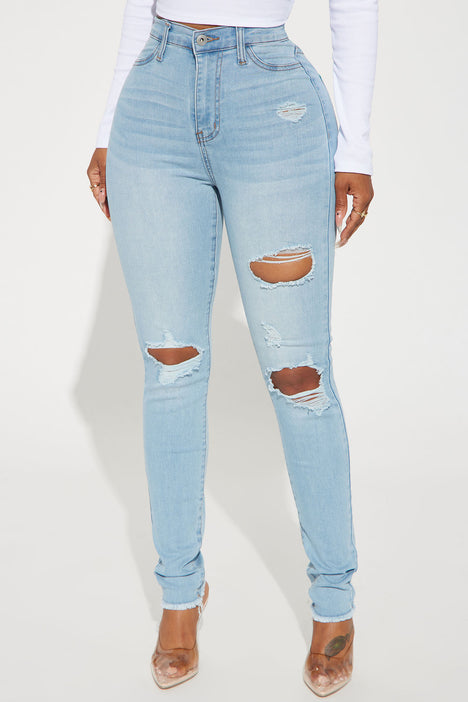 Stacey Super Stretch Ripped Skinny Jeans Light Wash
