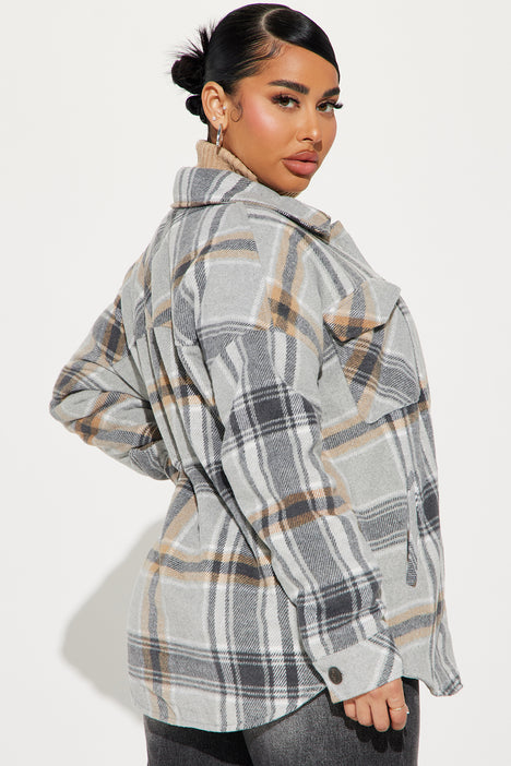 Better This Way Plaid Jacket Grey combo Fashion Nova Jackets