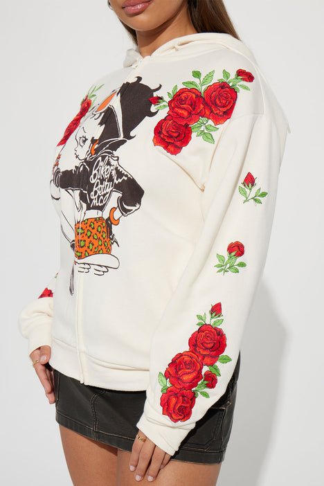 Betty Boop Zip Front Hoodie Cream Fashion Nova Screens Tops