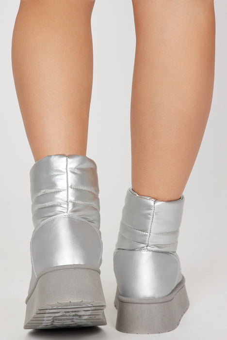 Silver sale platform booties