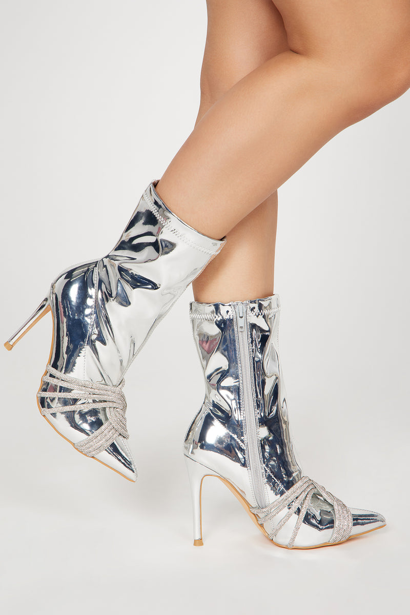 Self Love Embellished Booties - Silver | Fashion Nova, Shoes | Fashion Nova