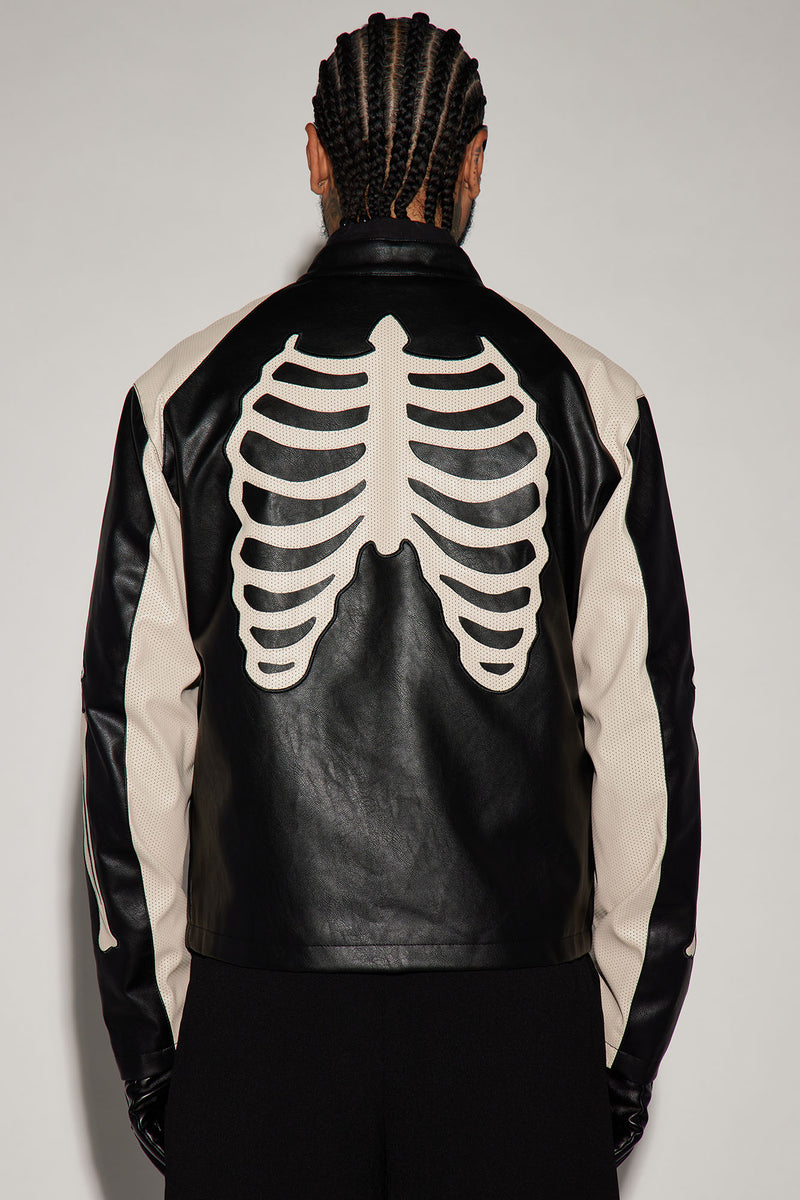 Bones Faux Leather Motocross Jacket - Black | Fashion Nova, Mens ...