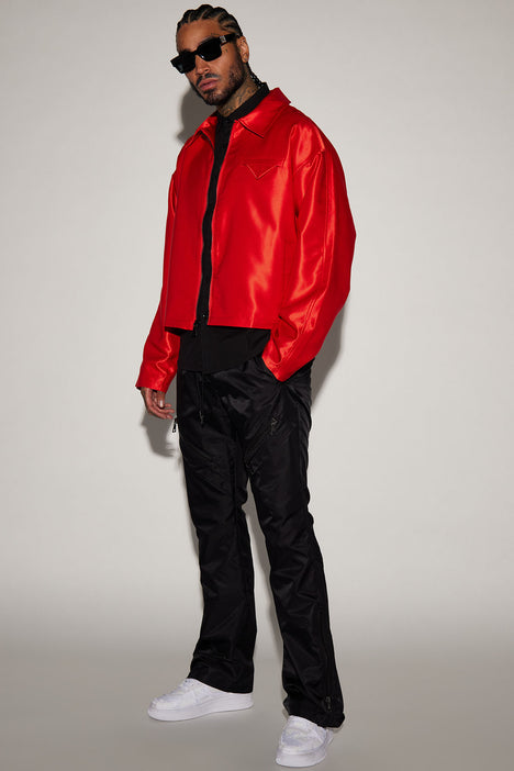 U Get Me Satin Cropped Jacket Red Fashion Nova Mens Jackets