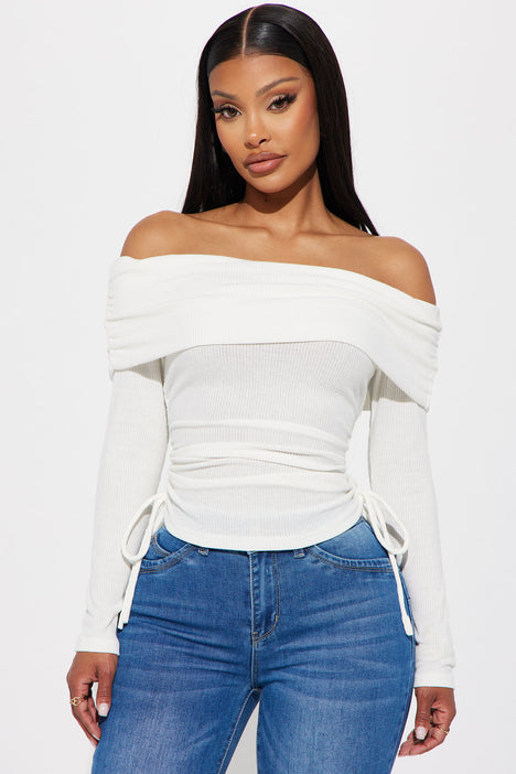 White off the cheap shoulder top fashion nova