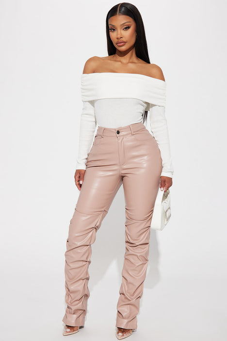 Pink leather discount pants fashion nova