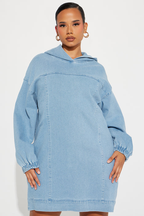 Dani Denim Sweatshirt Mini Dress Blue Fashion Nova Dresses