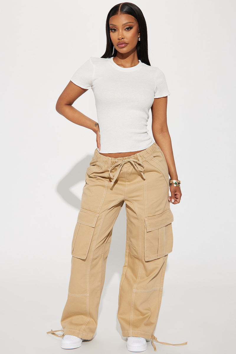 On The Go Ribbed Thermal Tee - Off White | Fashion Nova, Basic Tops ...