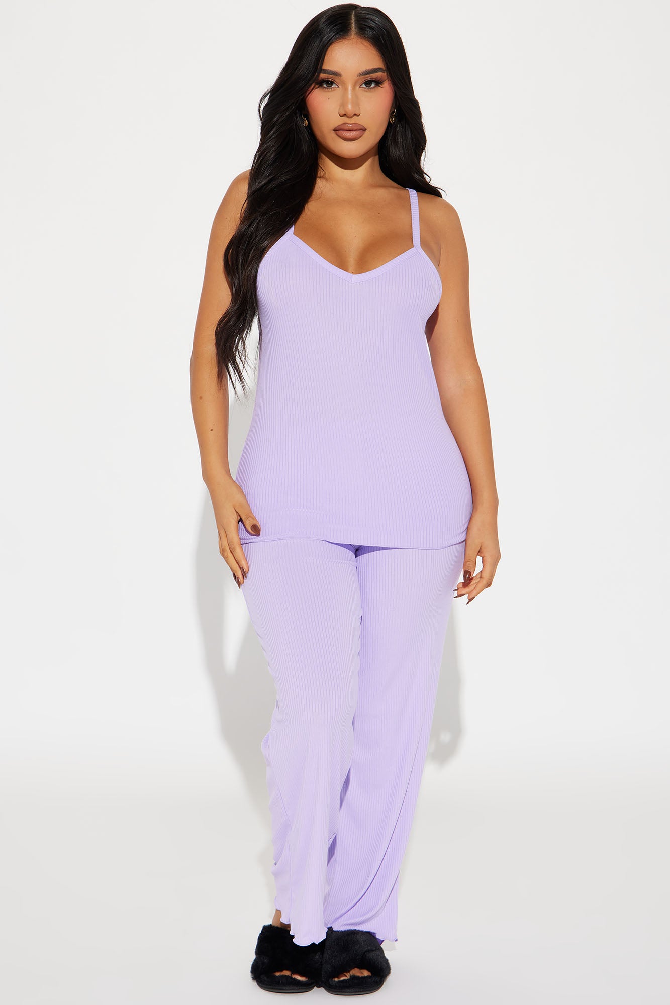 Comfy Mood Ribbed PJ Pant Set Purple Fashion Nova Lingerie