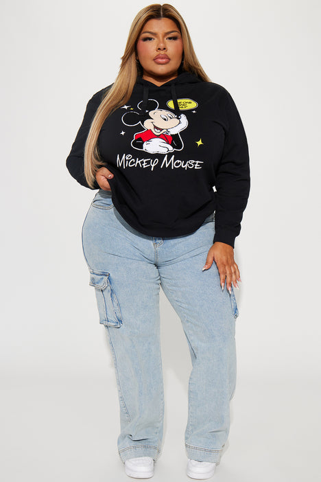 Mickey Mouse Chenille Patch Hoodie Black Fashion Nova Screens