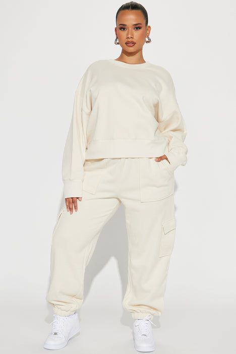 Follow Me Around Sweatsuit Cream Fashion Nova Matching Sets