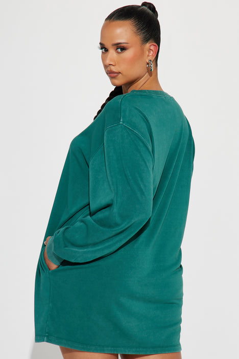 Movie Night Sweatshirt Mini Dress Green