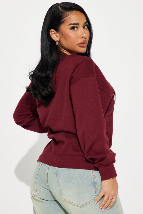 Burgundy crew neck sweatshirt shop