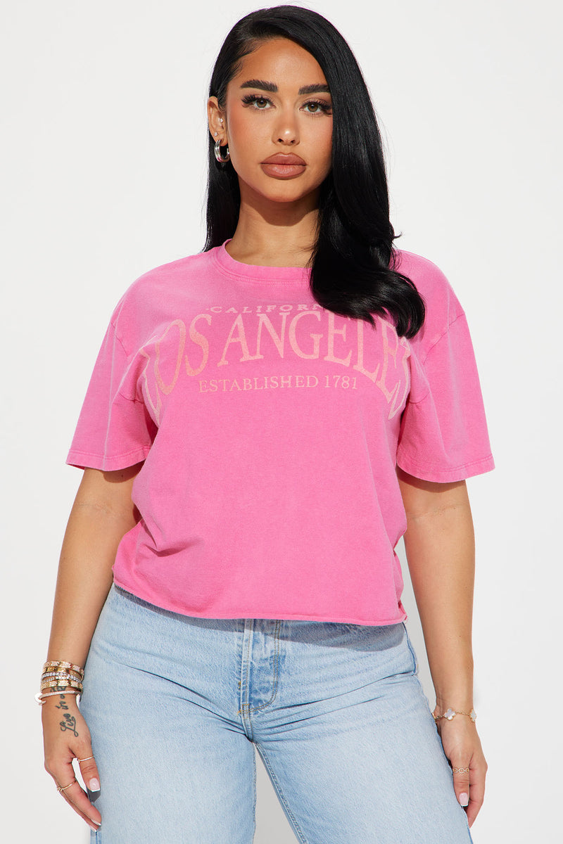 Los Angeles Washed Tshirt - Hot Pink