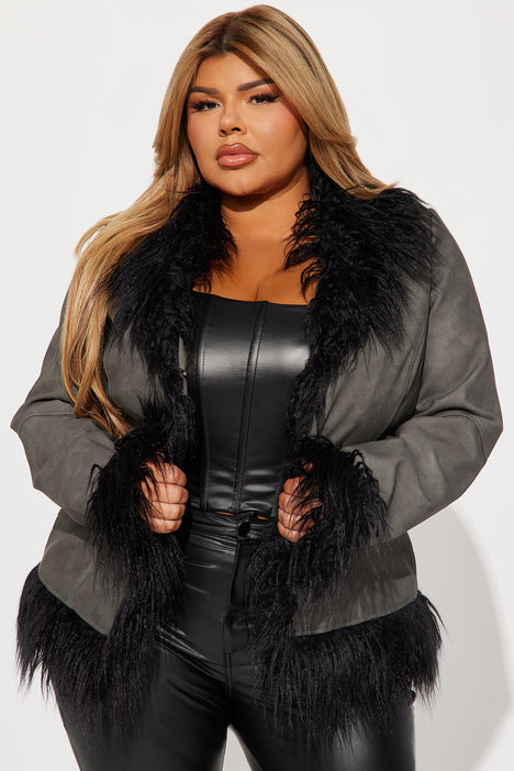 Plus size leather hot sale and fur coats