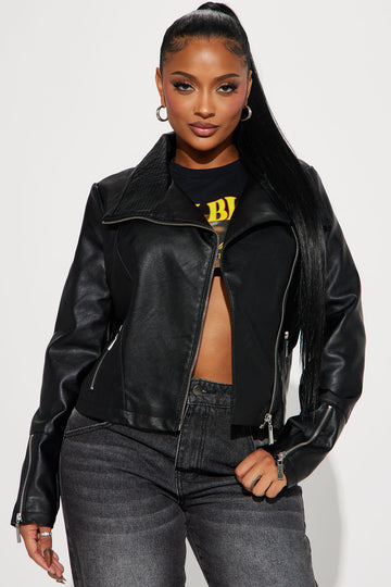 Clairey faux outlet leather jacket