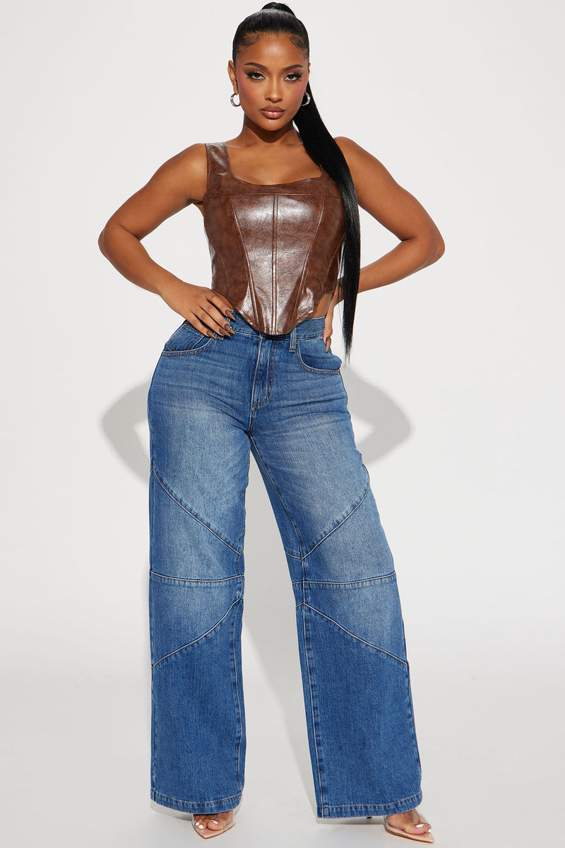 Isabella Drop Waist Tinted Baggy Jeans - Medium Wash | Fashion Nova ...