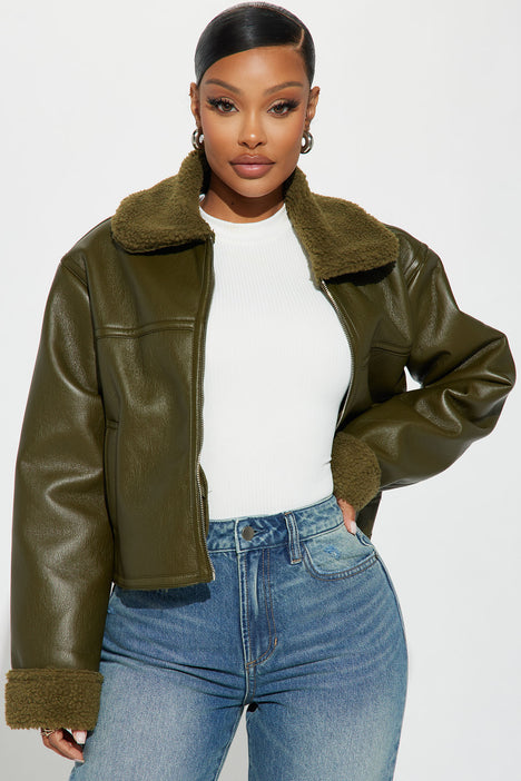 Downtown Girl Bomber Jacket Olive
