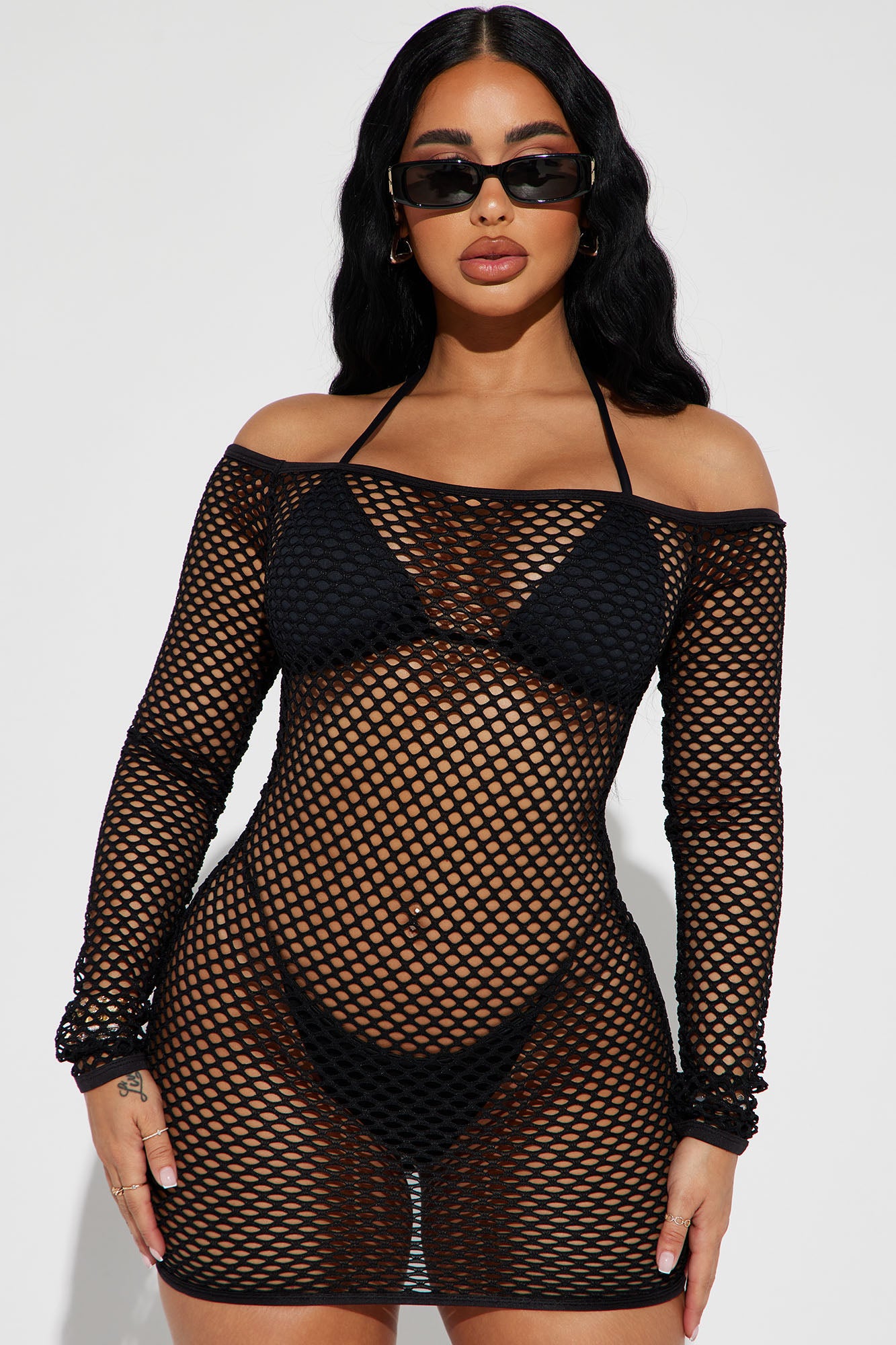 Fishnet bathing suit hotsell cover