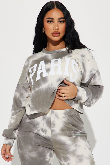 Paris Tie Dye Jogger Set Cream combo Fashion Nova Matching