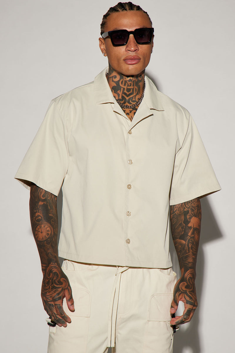 Milano Cropped Button Up Shirt - Off White | Fashion Nova, Mens Shirts ...