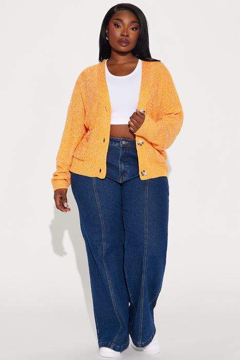 Women's plus cheap size orange cardigan