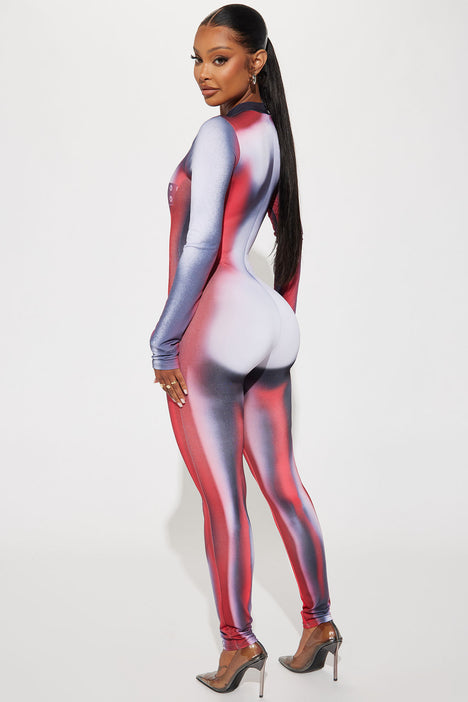 Red full body jumpsuit top