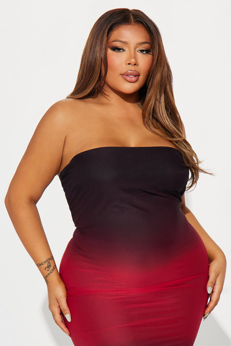 Fashion nova red deals dress plus size