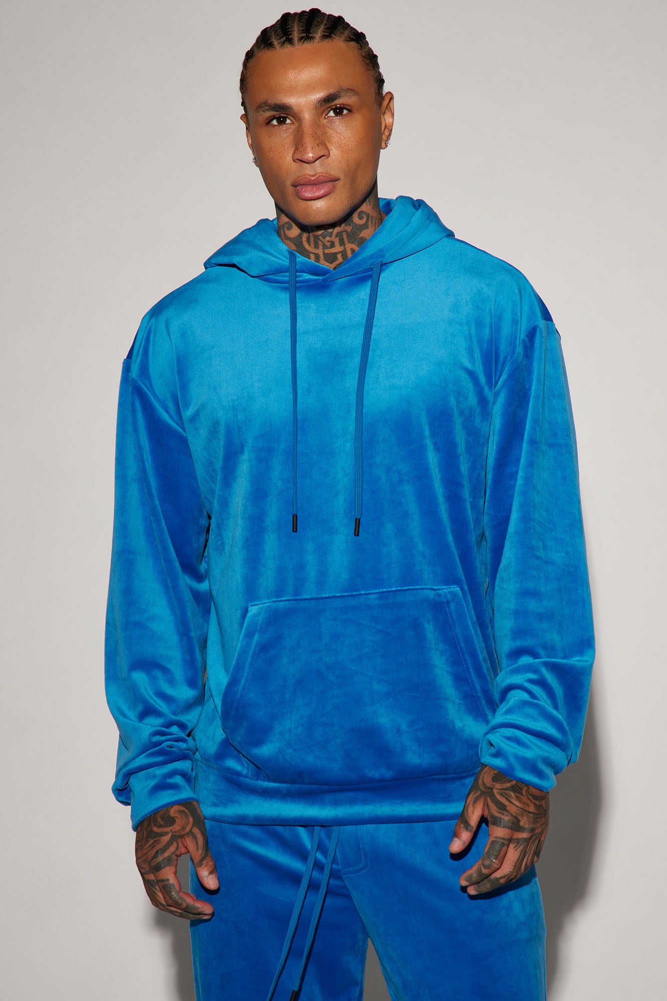Blue cheap velour hoodie