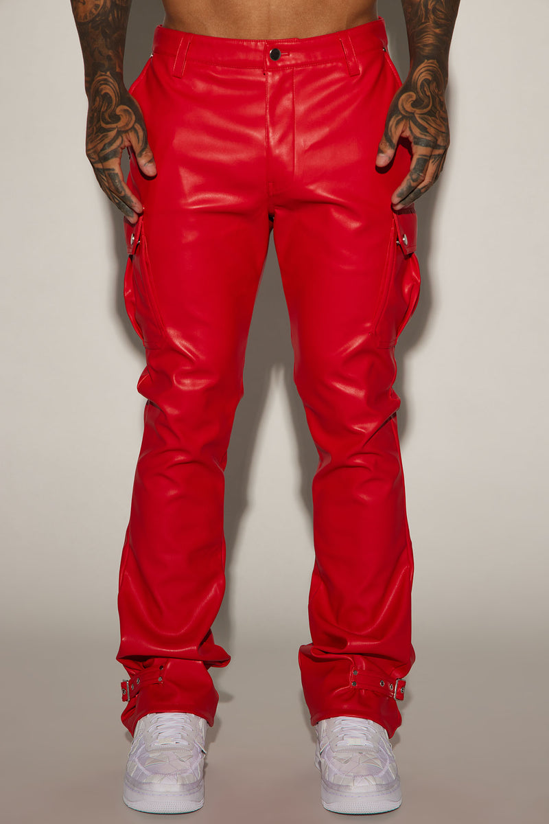 Brenner Faux Leather Stacked Slim Flare Pants - Red | Fashion Nova ...
