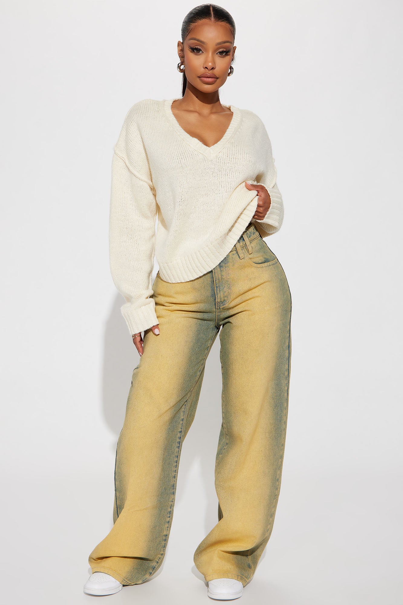yellow straight leg jeans