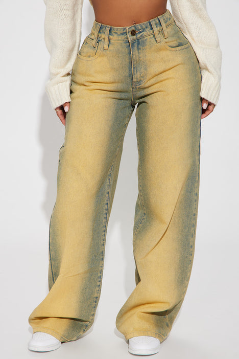Fashion nova yellow cheap jeans