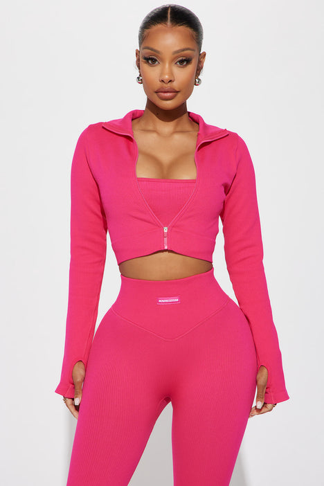 Effortless Ribbed Jacket Fuchsia Fashion Nova Nova Sport