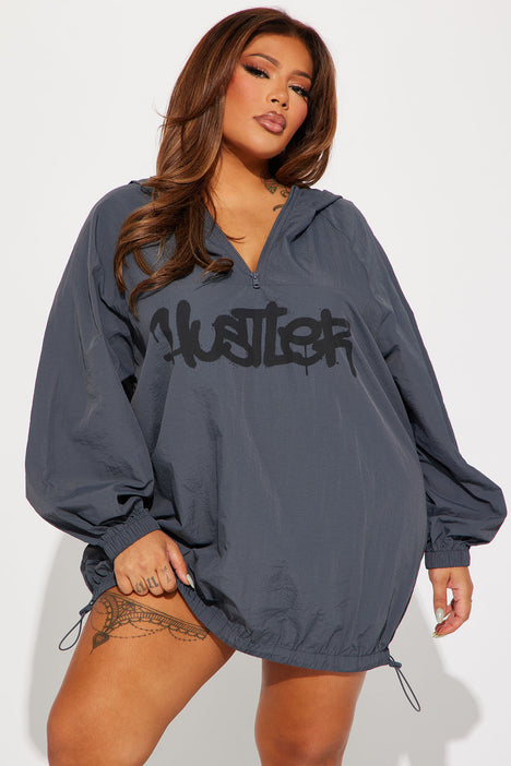 Hustler Windbreaker Mini Dress Grey