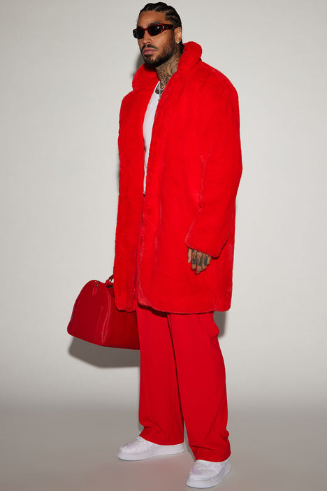 Men's Caputo Faux Mink Fur Long Coat in Cream Size XL by Fashion Nova