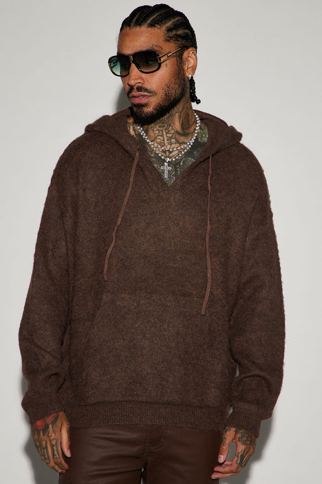 Solid Wool Hooded Sweater Brown Fashion Nova Mens Sweaters