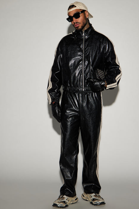 Leather track store jacket