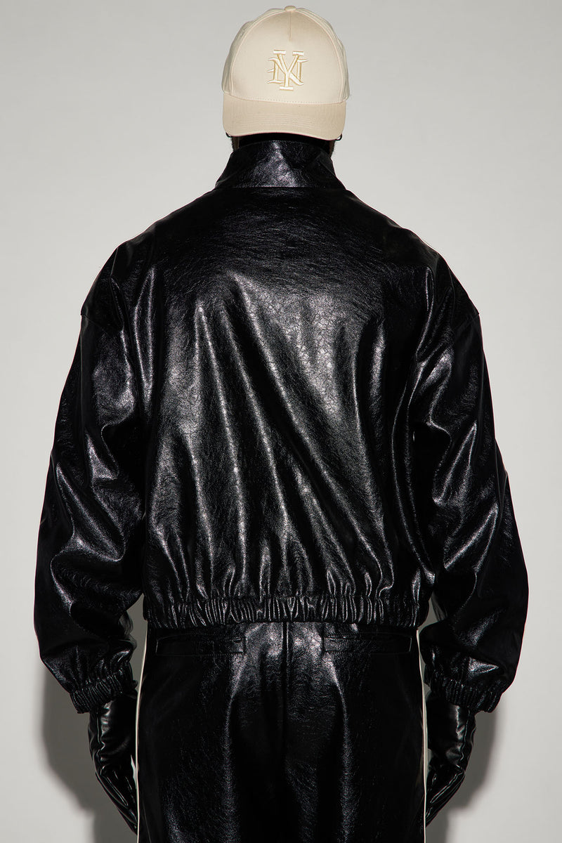 Baker Faux Leather Track Jacket - Black/combo | Fashion Nova, Mens ...