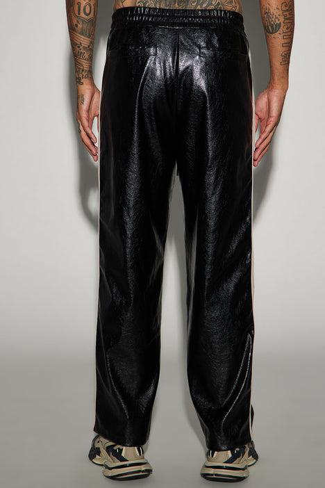 Leather hotsell track pants