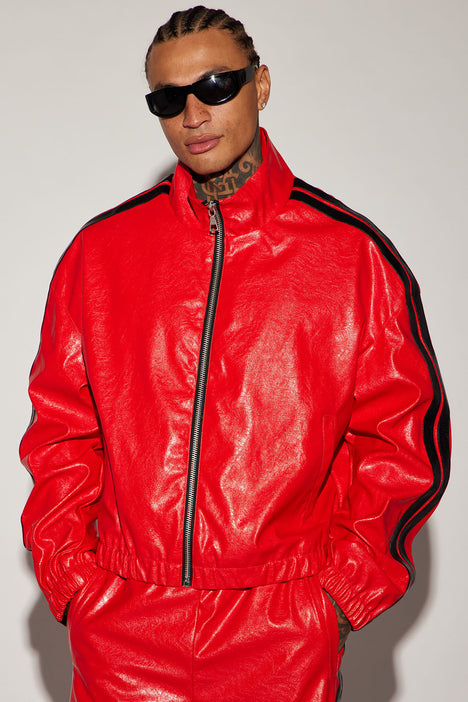 Leather track jacket hotsell