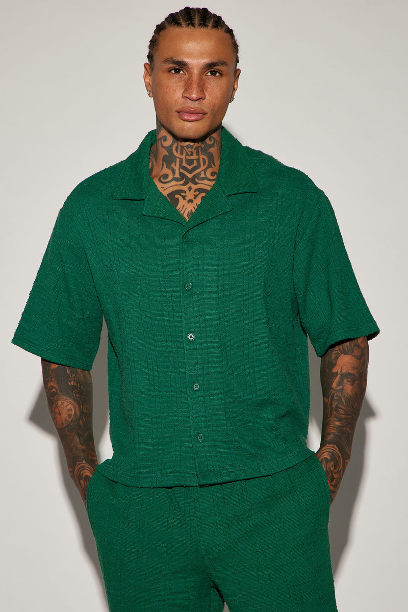 Jordan Textured Button Up Shirt - Green | Fashion Nova, Mens Shirts ...