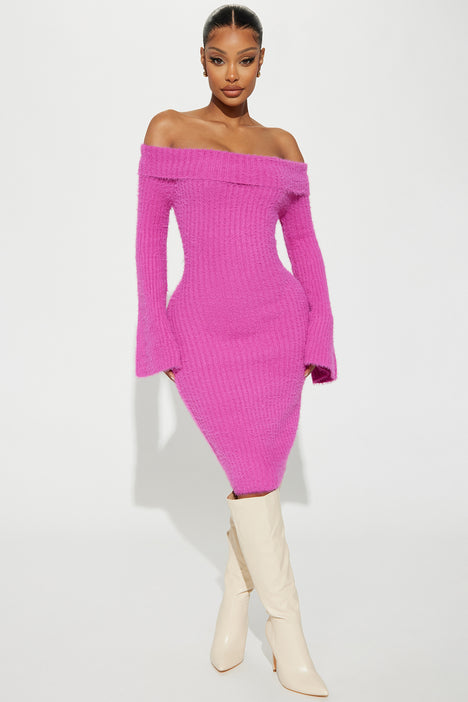 Pink fuzzy discount sweater dress