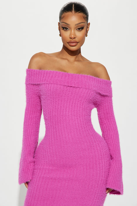 Diana Fuzzy Sweater Midi Dress Pink Fashion Nova Dresses