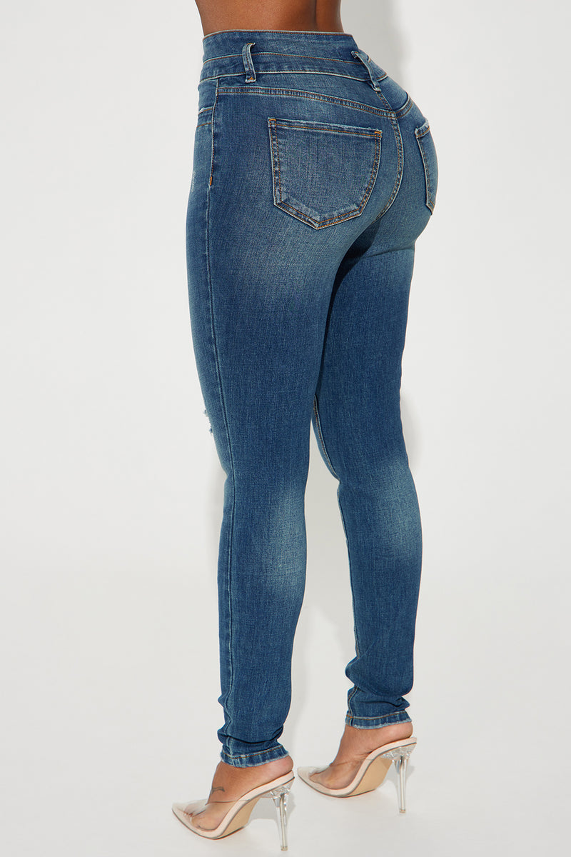 So In Sync Triple Button Stretch Skinny Jeans - Dark Wash | Fashion ...