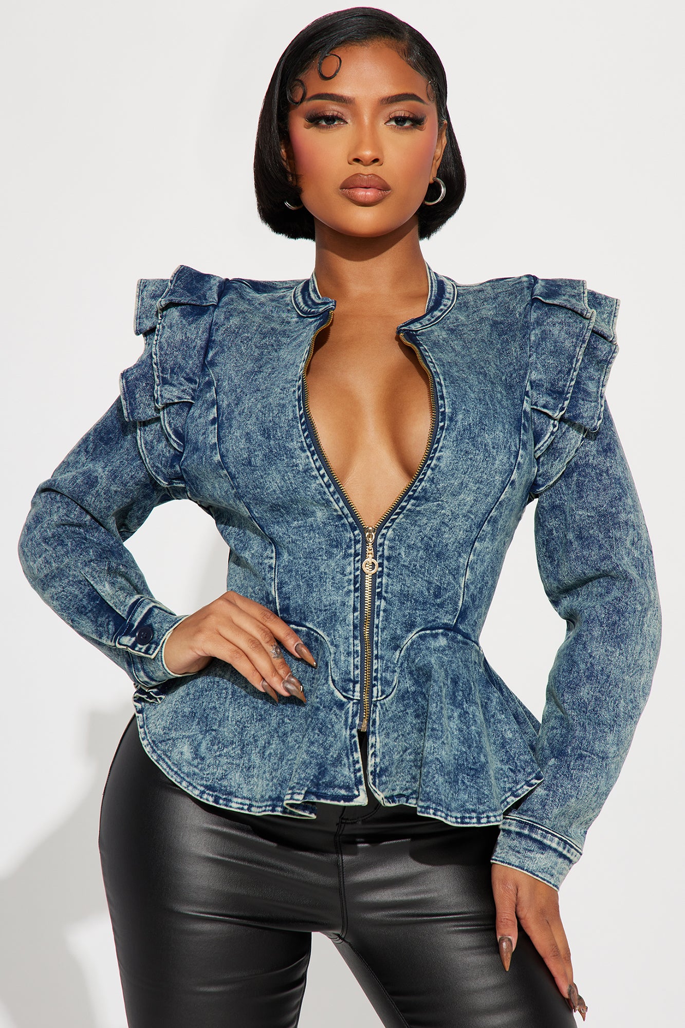 Blue jean on sale peplum top