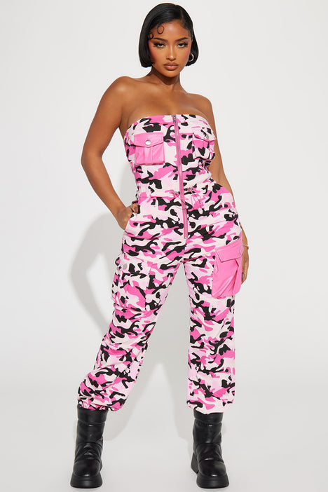 Pink camo jumpsuit sales