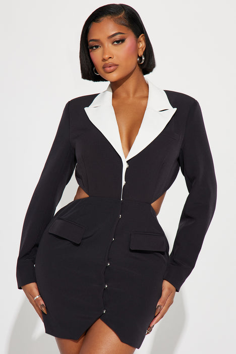Fashion nova blazer dress black online