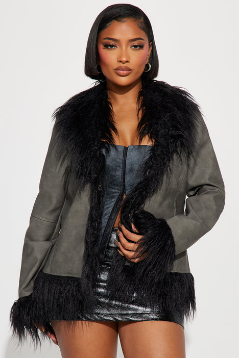 Ivy Washed Faux Leather Coat Grey Fashion Nova Jackets
