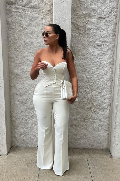 Fashion nova white pants hotsell suit