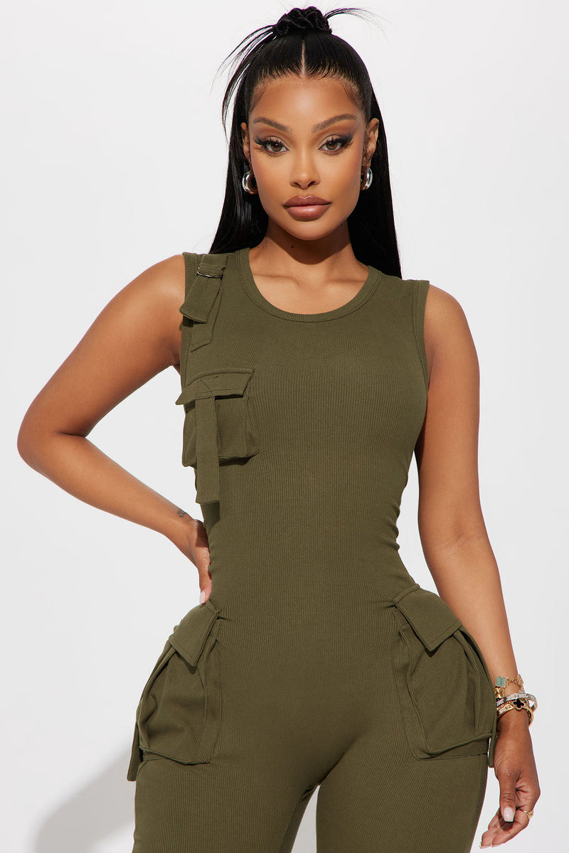 Maddix Ribbed Jumpsuit Olive Fashion Nova, Jumpsuits Fashion Nova