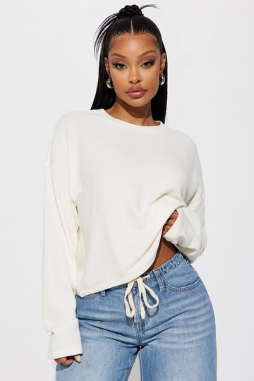 Leslie Long Sleeve Cropped Tee White Fashion Nova Basic Tops